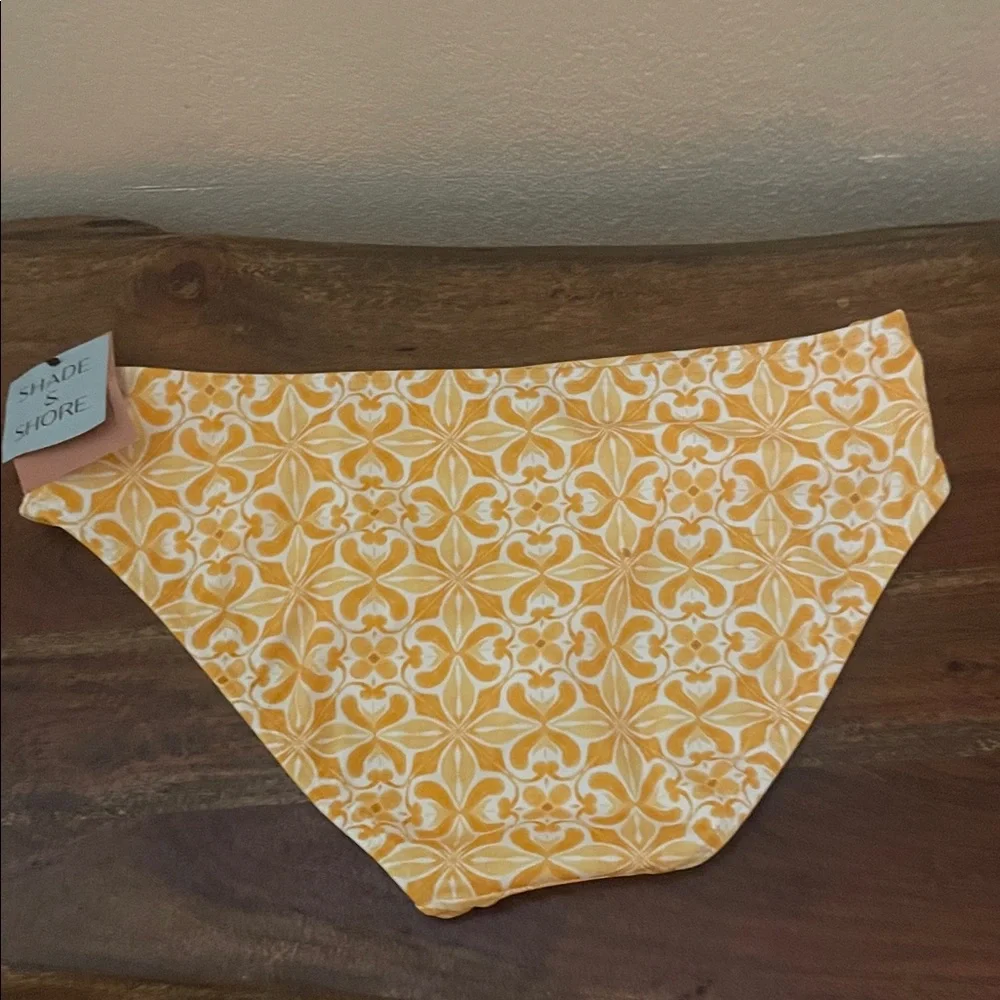 Shade & Shore Yellow Floral Mid-Rise Bikini Bottom NWT L 12-14